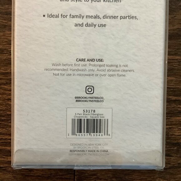 BKLYN Steel Co. 5 Pairs Fiberglass Chopsticks Set Lightweight Reusable Black NEW - Picture 6 of 7